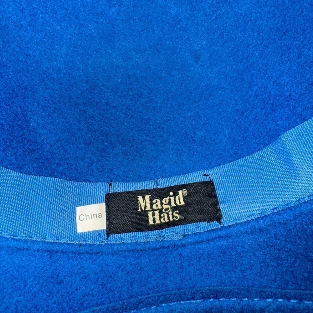 Magid Women's Blue Wool Bucket Hat w/feather accent vintage - Picture 3 of 8